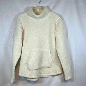 BCG Sherpa Turtleneck Long Sleeve Pullover Cream Size Medium